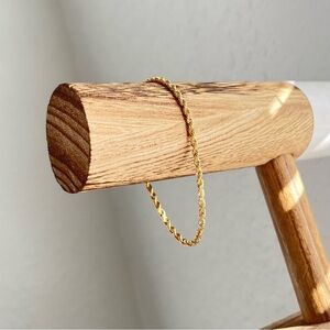 18K Solid Gold Rope Chain Bracelet  7-inch Italian Gold